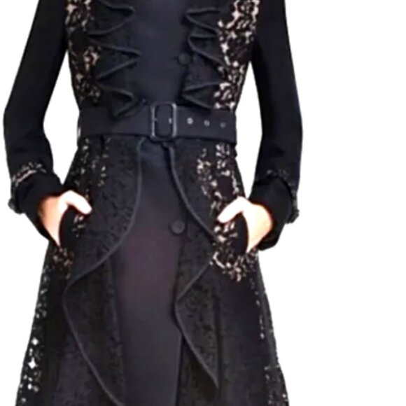 NWT BCBGMaxAzria Iconic "Emmett" Lace Trench Coat Size L - Picture 6 of 7
